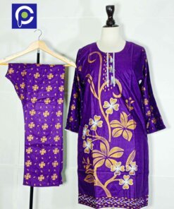 Linen Block Print Stitch Suit 2PC