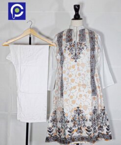 Linen Block Print Stitch Suit 2PC