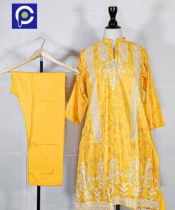Linen Block Print Stitch Suit 2PC
