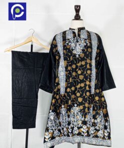 Linen Block Print Stitch Suit 2PC