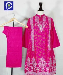 Linen Block Print Stitch Suit 2PC