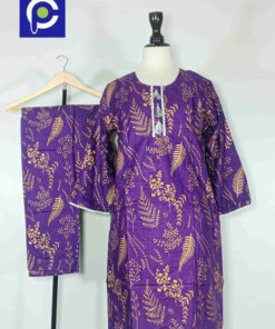 Linen Block Print Stitch Suit 2PC
