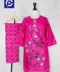 Linen Block Print Stitch Suit 2PC