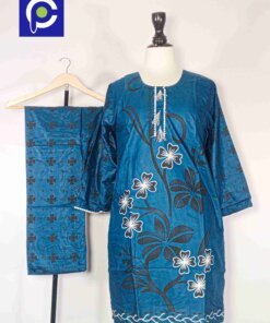 Linen Block Print Stitch Suit 2PC