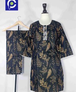 Linen Block Print Stitch Suit 2PC
