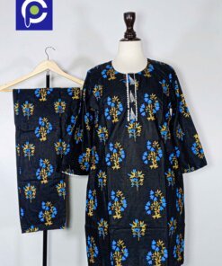 Linen Block Print Stitch Suit 2PC